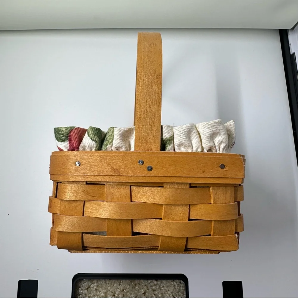Longaberger Tarrogon Small Square Woven Basket - Fabric‎ Liner - Plastic Liner